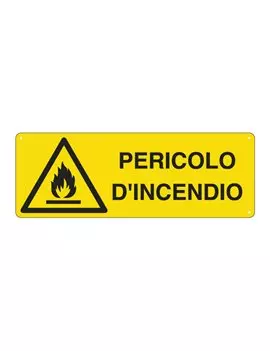 Cartello di Segnalazione - Pericolo di Incendio - 350x125 mm - E1712K (Giallo e Nero)