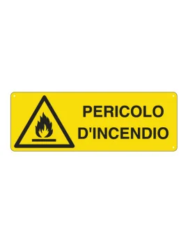 Cartello di Segnalazione - Pericolo di Incendio - 350x125 mm - E1712K (Giallo e Nero)