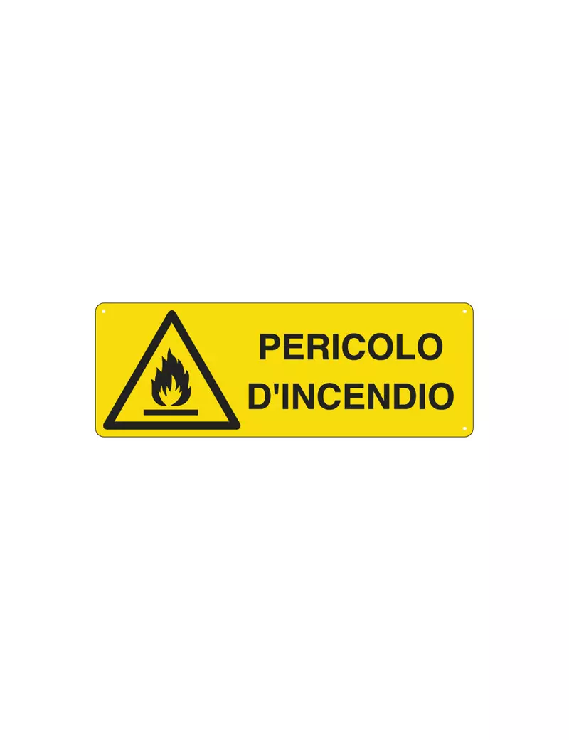 Cartello di Segnalazione - Pericolo di Incendio - 350x125 mm - E1712K (Giallo e Nero)