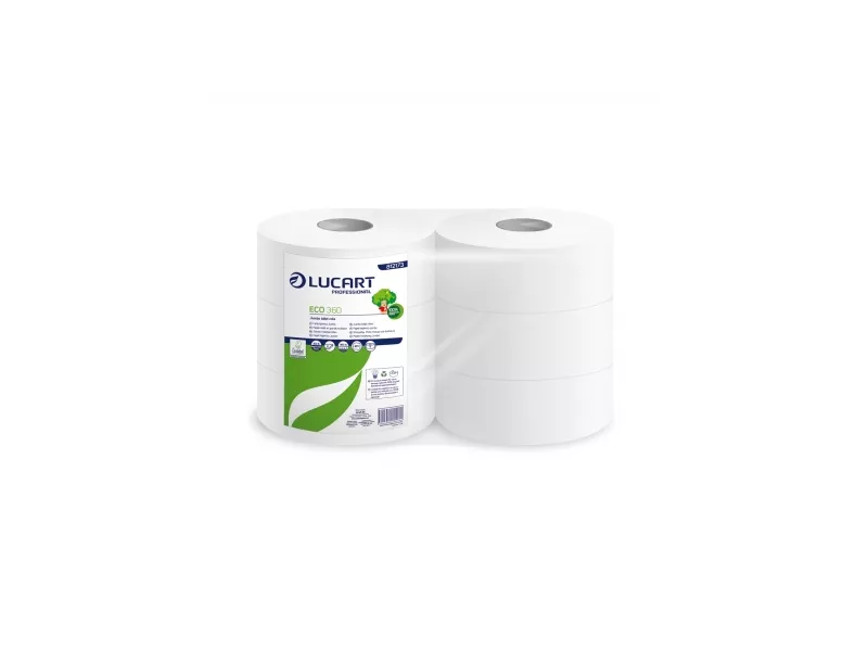 Carta Igienica Eco 360 Lucart - Maxi Jumbo - 2 Veli - Ø25,5x9,1 cm - 812173P (Conf. 6) Carta Igienica Eco 360 Lucart - Maxi Jumbo - 2 Veli - Ø25,5x9,1 cm - 812173P (Conf. 6)