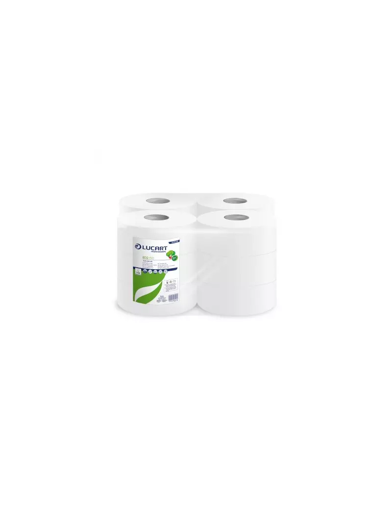 Carta Igienica Eco 150 Lucart - Mini Jumbo - 2 Veli - Ø19,5x9,1 cm - 812126P (Bianco Conf. 12) Carta Igienica Eco 150 Lucart - Mini Jumbo - 2 Veli - Ø19,5x9,1 cm - 812126P (Bianco Conf. 12)