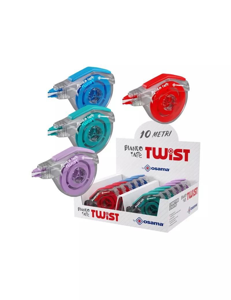 Correttore a Nastro Tape Twist Osama - 5 mm x 10 m - OW 10161 (Assortiti Conf. 12) Correttore a Nastro Tape Twist Osama - 5 mm x 10 m - OW 10161 (Assortiti Conf. 12)