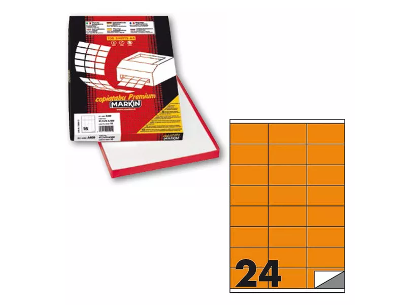 Etichette Multiuso Markin - A4 - 70x36 mm - X210C500F-AR (Arancione Conf. 100)