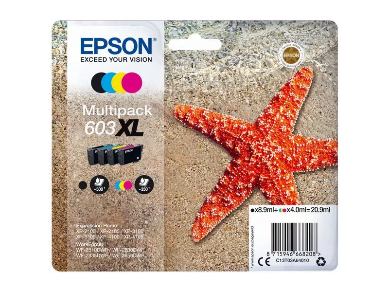 Mulltipack Cartucce Originali Epson T03A640 603XL (Nero e Colori XL Conf. 4)