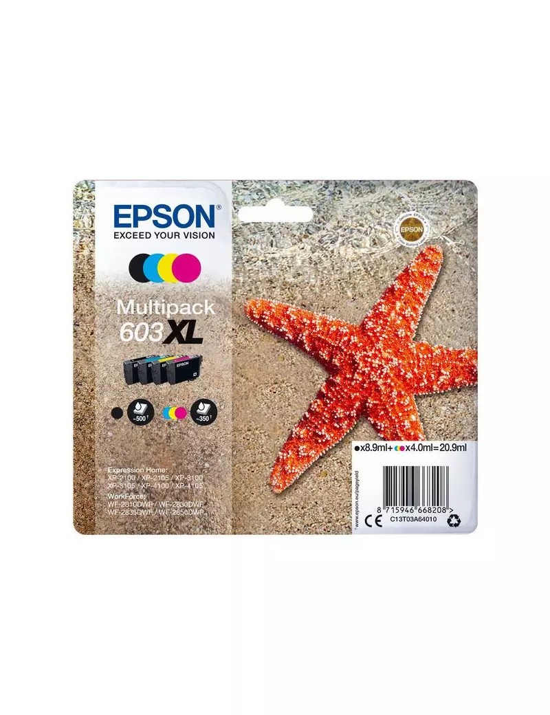 Mulltipack Cartucce Originali Epson T03A640 603XL (Nero e Colori XL Conf. 4) Mulltipack Cartucce Originali Epson T03A640 603XL (Nero e Colori XL Conf. 4)
