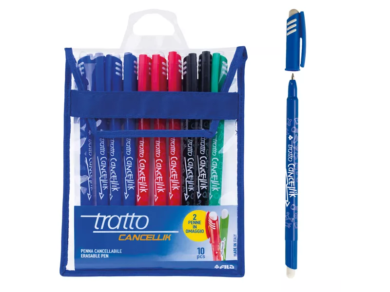 Penna Con Inchiostro Cancellabile TrattoBusta Cancellik 8 2 Colori Scuola 832700 10 Pezzi /& 041702 Confezione Da 2 Blu