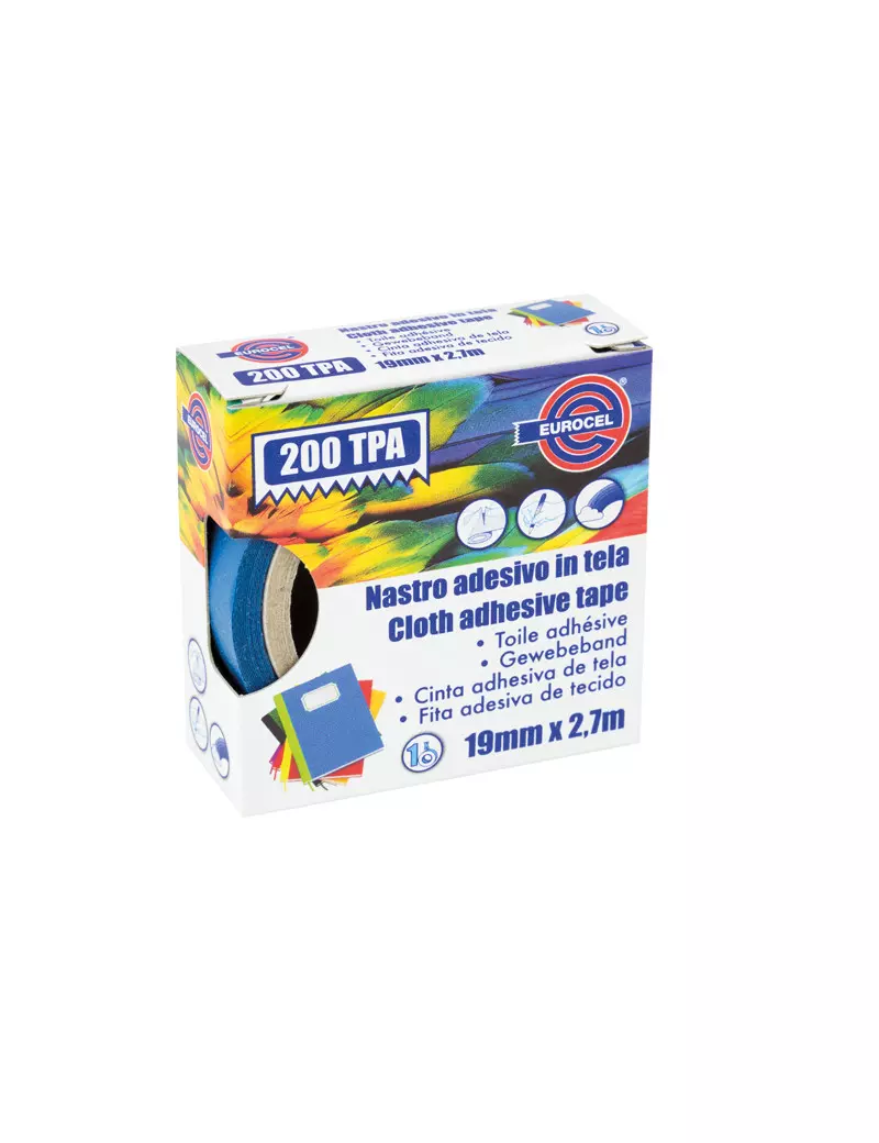 Nastro Adesivo in Tela TPA 200 Eurocel - 19 mm x 2,7 m - 016614194 (Blu) Nastro Adesivo in Tela TPA 200 Eurocel - 19 mm x 2,7 m - 016614194 (Blu)