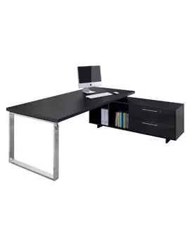 Scrivania Manager con Mobile di Servizio - 210x90 cm - 902RIT/M-8 (Nero Wengè)