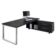 Scrivania Manager con Mobile di Servizio - 210x90 cm - 902RIT/M-8 (Nero Wengè)