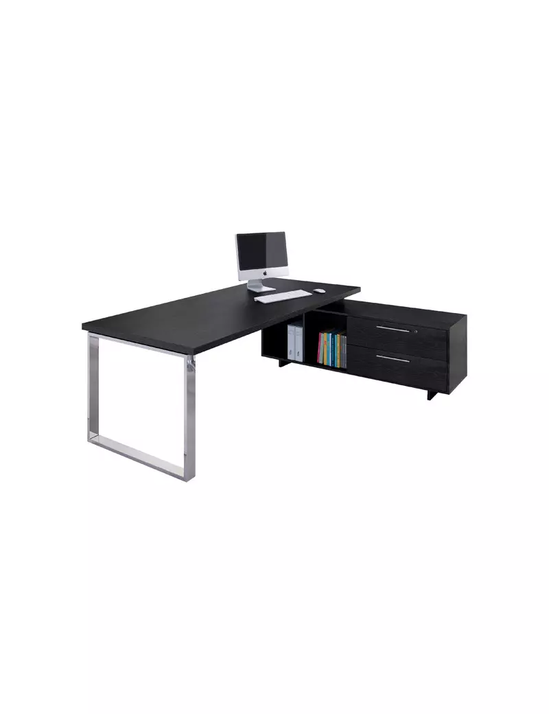 Scrivania Manager con Mobile di Servizio - 210x90 cm - 902RIT/M-8 (Nero Wengè) Scrivania Manager con Mobile di Servizio - 210x90 cm - 902RIT/M-8 (Nero Wengè)