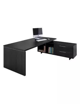 Scrivania Manager con Mobile di Servizio - 210x90 cm - Prestige - 902RIT-8 (Nero Wengè)