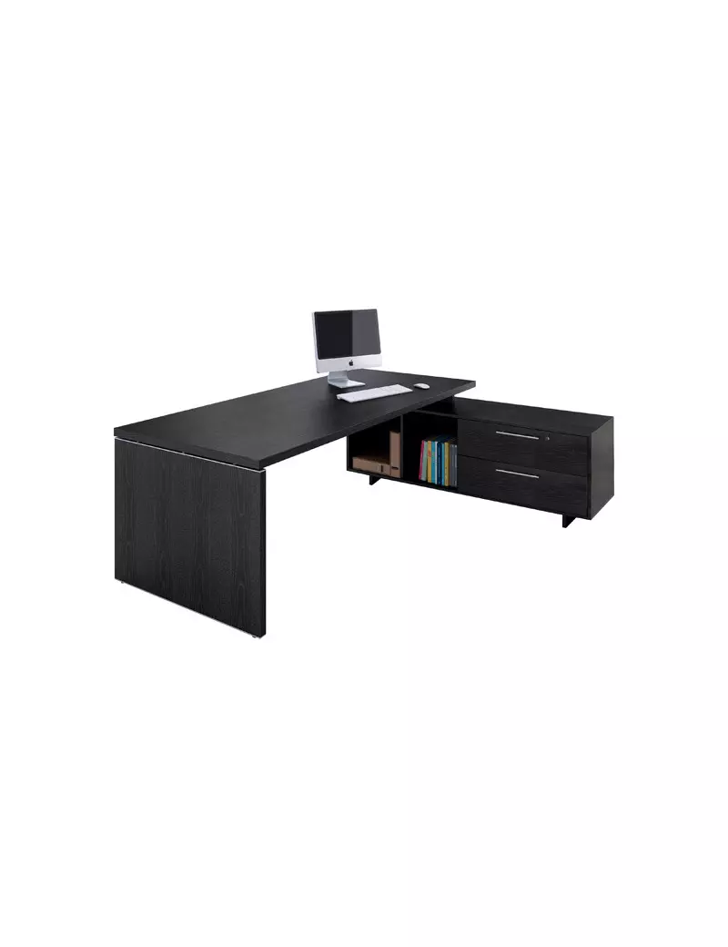 Scrivania Manager con Mobile di Servizio - 210x90 cm - Prestige - 902RIT-8 (Nero Wengè) Scrivania Manager con Mobile di Servizio - 210x90 cm - Prestige - 902RIT-8 (Nero Wengè)