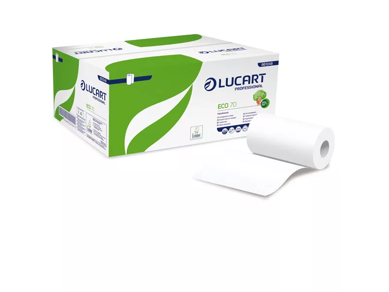 Asciugamani in Rotolo Eco 70 Lucart - 2 Veli - 190 Fogli - 861048 (Conf. 12) Asciugamani in Rotolo Eco 70 Lucart - 2 Veli - 190 Fogli - 861048 (Conf. 12)