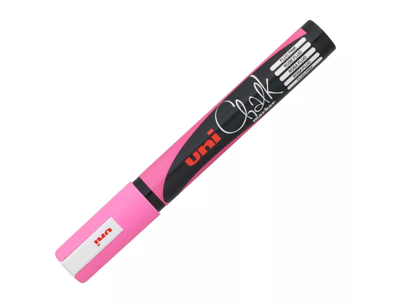 Marcatore a Tempera Uni Chalk PWE5M Uni-Ball - Punta Tonda - M PWE5M RAF (Rosa Fluo)