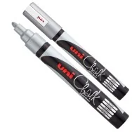 Marcatore a Tempera Uni Chalk PWE5M Uni-Ball - Punta Tonda - M PWE5M ARG (Argento)