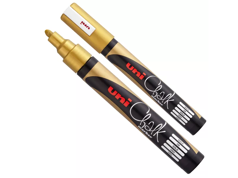 Marcatore a Gesso Liquido Uni Chalk PWE5M Uni-Ball - Punta Tonda - M PWE5M ORO (Oro)