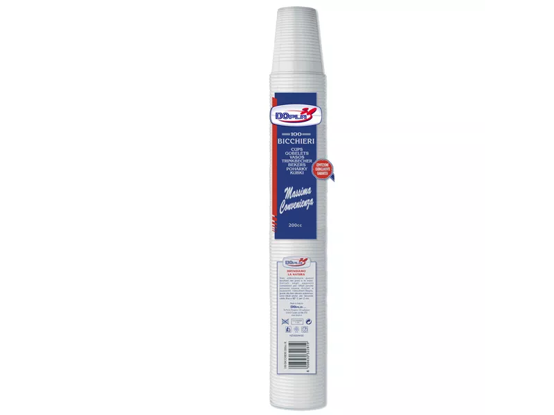 Bicchieri in Plastica Classic DOpla 200 cc - 02067 (Bianco Conf. 100) Bicchieri in Plastica Classic DOpla 200 cc - 02067 (Bianco Conf. 100)