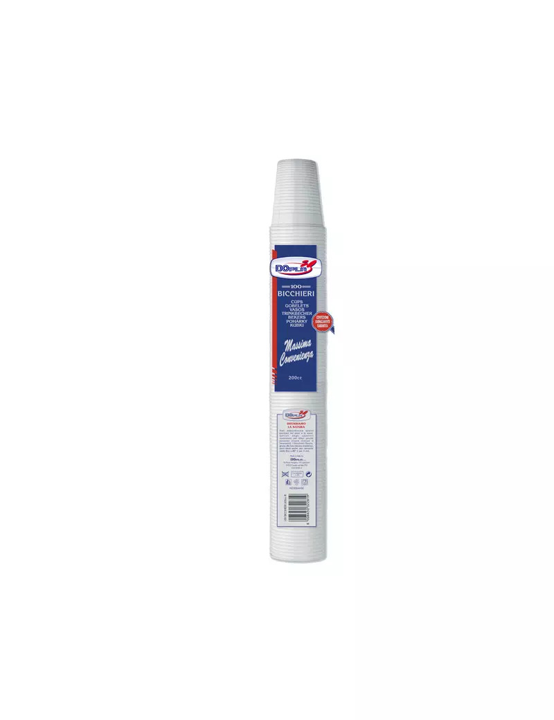 Bicchieri in Plastica Classic DOpla 200 cc - 02067 (Bianco Conf. 100) Bicchieri in Plastica Classic DOpla 200 cc - 02067 (Bianco Conf. 100)