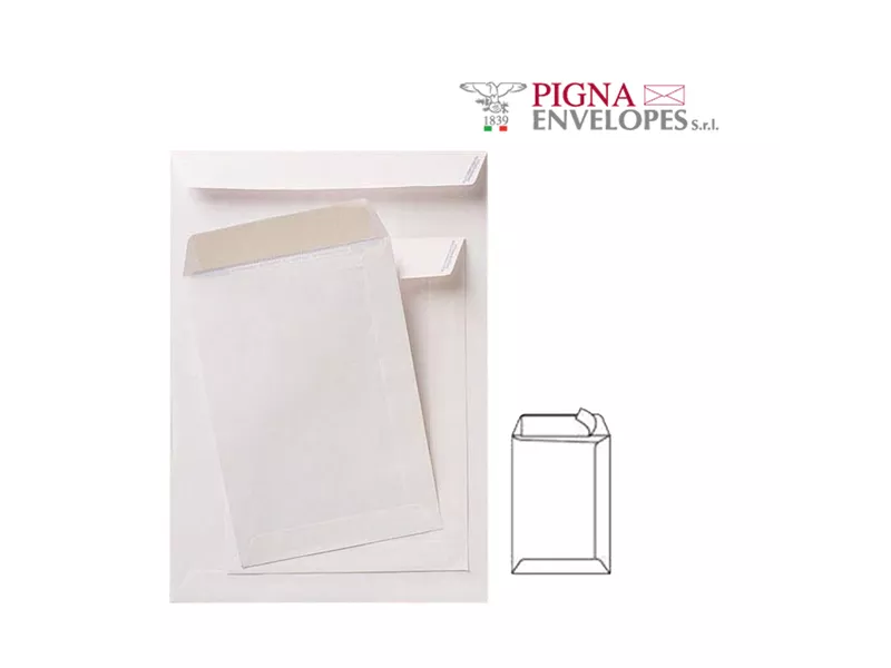 Busta a Sacco Competitor Pigna - con Strip - 19x26 cm - 80 g - 065452826 (Bianco Conf. 100)