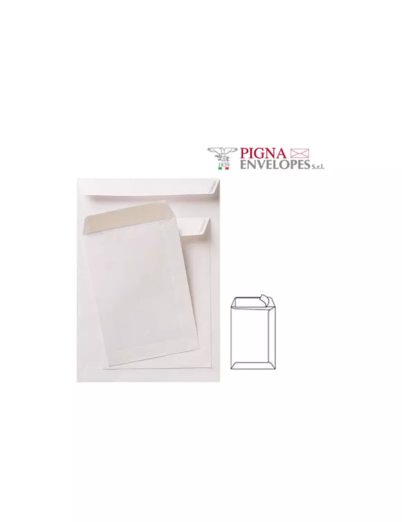 Busta a Sacco Competitor Pigna - con Strip - 19x26 cm - 80 g - 065452826 (Bianco Conf. 100) Busta a Sacco Competitor Pigna - con Strip - 19x26 cm - 80 g - 065452826 (Bianco Conf. 100)