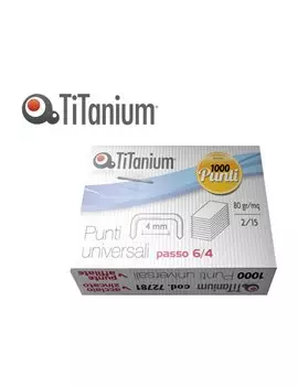 Punti Metallici per Cucitrice Titanium - 6/4 - TI1002T (Conf. 10000)