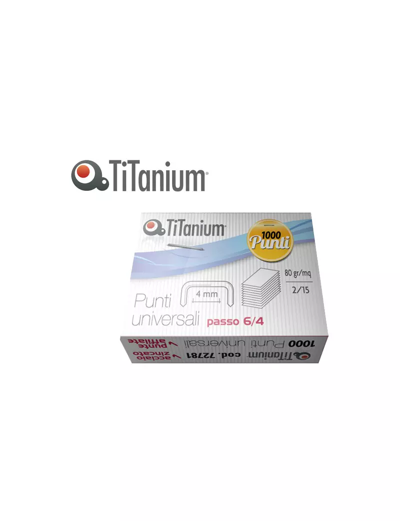 Punti Metallici per Cucitrice Titanium - 6/4 - TI1002T (Conf. 10000)