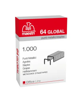 Punti Metallici per Cucitrice 64 Global 6/4 RO-MA - 1001310 (Conf. 10000)