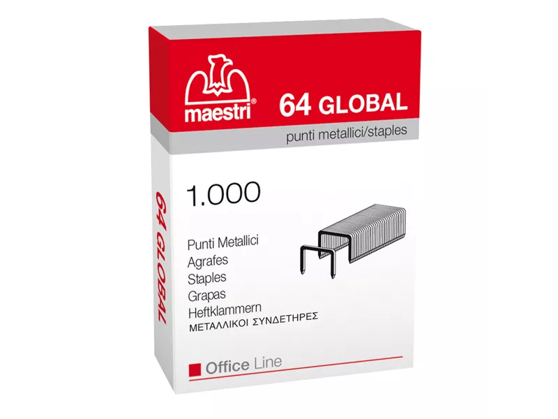 Punti Metallici per Cucitrice 64 Global 6/4 RO-MA - 1001310 (Conf. 10000)