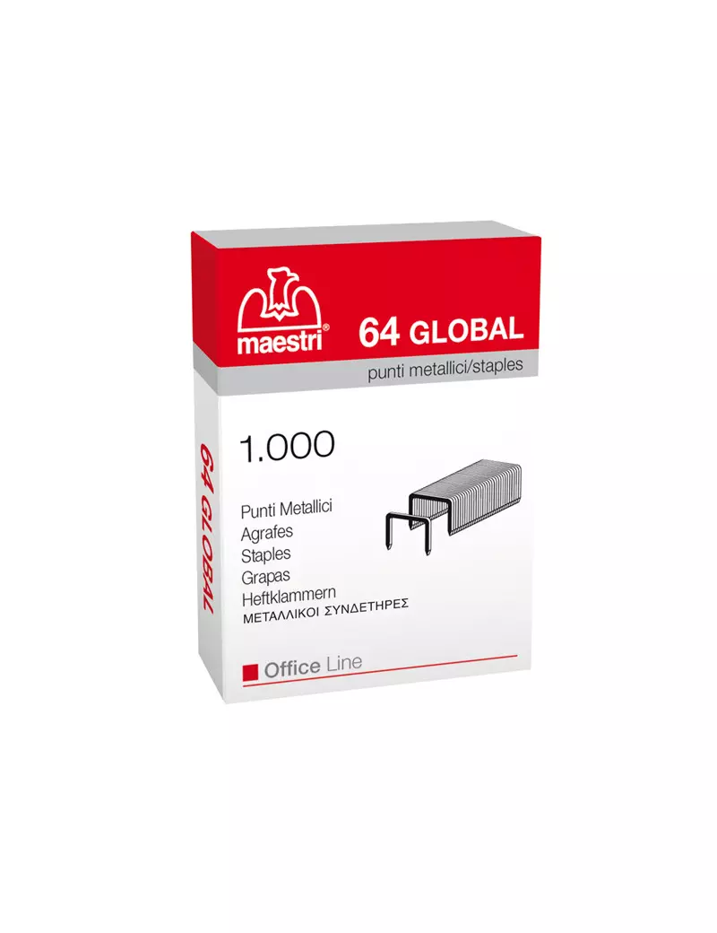 Punti Metallici per Cucitrice 64 Global 6/4 RO-MA - 1001310 (Conf. 10000) Punti Metallici per Cucitrice 64 Global 6/4 RO-MA - 1001310 (Conf. 10000)