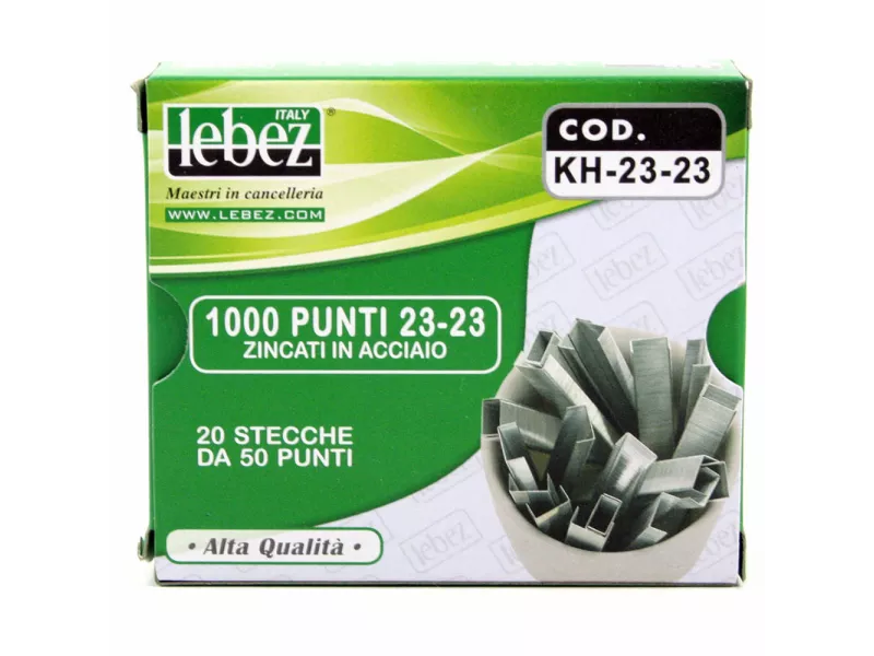 Punti Metallici per Cucitrice ad Alti Spessori Lebez - 23/23 - KH-23-23 (Conf. 1000) Punti Metallici per Cucitrice ad Alti Spessori Lebez - 23/23 - KH-23-23 (Conf. 1000)