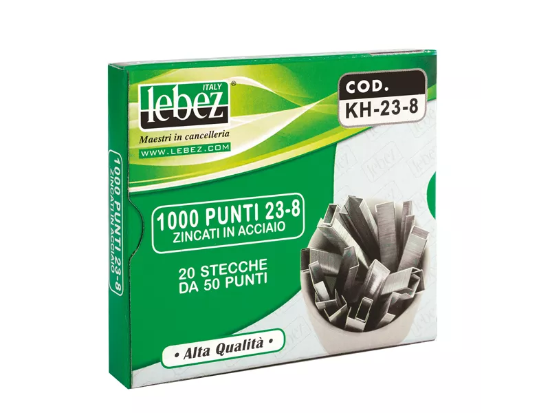 Punti Metallici per Cucitrice ad Alti Spessori Lebez - 23/8 - KH-23-8 (Conf. 1000) Punti Metallici per Cucitrice ad Alti Spessori Lebez - 23/8 - KH-23-8 (Conf. 1000)
