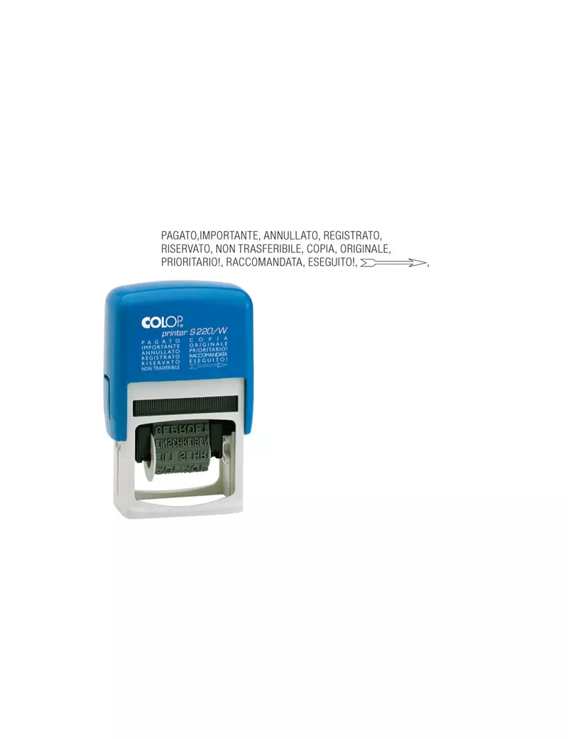 Timbro Polinomio Autoinchiostrante S220/W Colop - 4 mm - 12 Diciture Timbro Polinomio Autoinchiostrante S220/W Colop - 4 mm - 12 Diciture