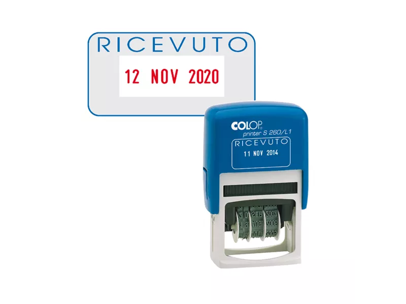 Timbro Datario Autoinchiostrante con Testo S260/L1 Colop - S260L1.BLS (Ricevuto) Timbro Datario Autoinchiostrante con Testo S260/L1 Colop - S260L1.BLS (Ricevuto)