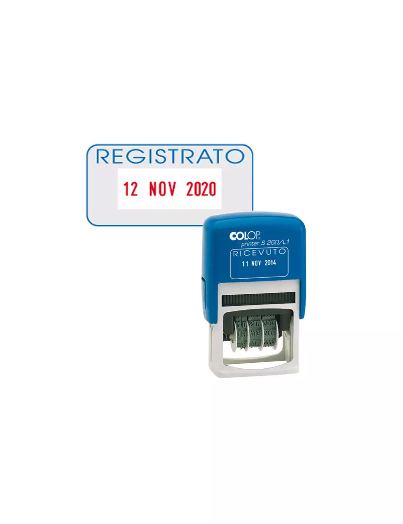 Timbro Datario Autoinchiostrante con Testo S260/L3 Colop - S260L3.BLS (Registrato)