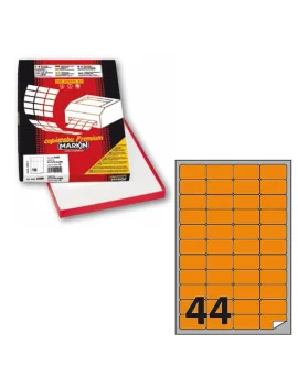 Etichette Adesive Markin - A4 - 47,5x25,5 mm - A/406 - X210A406F-AR (Arancione Fluo Conf. 100)