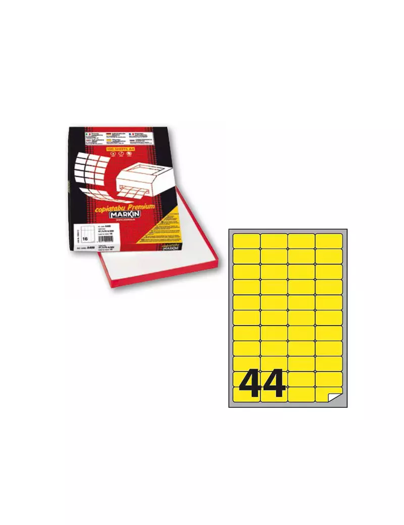 Etichette Adesive Markin con Angoli Arrotondati - A4 - 47,5x25,5 mm - A/406 - X210A406F-GI (Giallo Fluo Conf. 100) Etichette Adesive Markin con Angoli Arrotondati - A4 - 47,5x25,5 mm - A/406 - X210A406F-GI (Giallo Fluo Conf. 100)