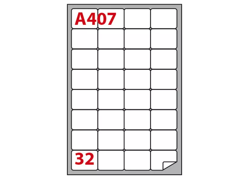 Etichette Adesive Markin con Angoli Arrotondati - A4 - 47,5x35 mm - A/407 - 210A407 (Bianco Conf. 100)
