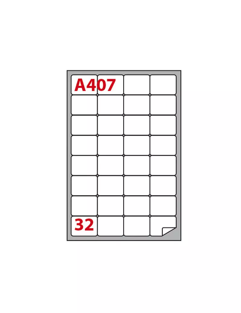 Etichette Adesive Markin con Angoli Arrotondati - A4 - 47,5x35 mm - A/407 - 210A407 (Bianco Conf. 100)