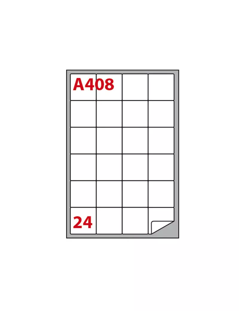 Etichette Adesive Markin con Angoli Arrotondati - A4 - 47,5x46,5 mm - A/408 - 210A408 (Bianco Conf. 100)