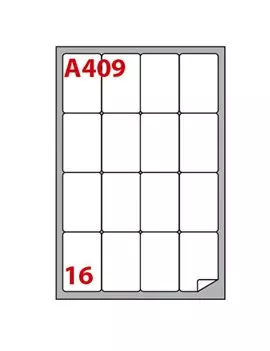 Etichette Adesive Markin con Angoli Arrotondati - A4 - 47,7x70 mm - A/409 - 210A409 (Bianco Conf. 100)