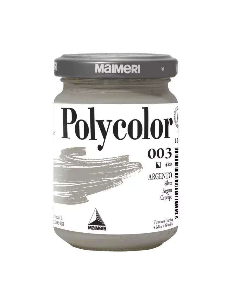 Colore Acrilico Polycolor Maimeri - 140 ml - M1220003 (Argento Conf. 3)