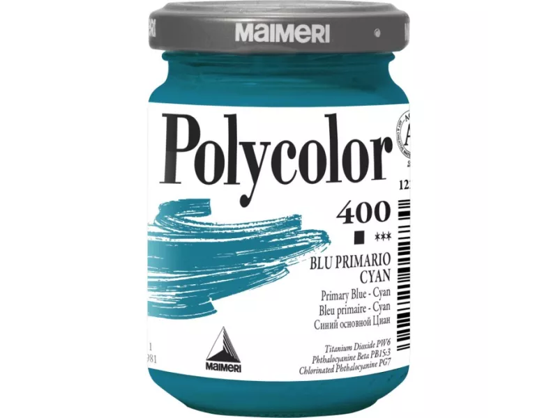 Colore Acrilico Polycolor Maimeri - 140 ml - M1220400 (Blu Primario Cyan Conf. 3)