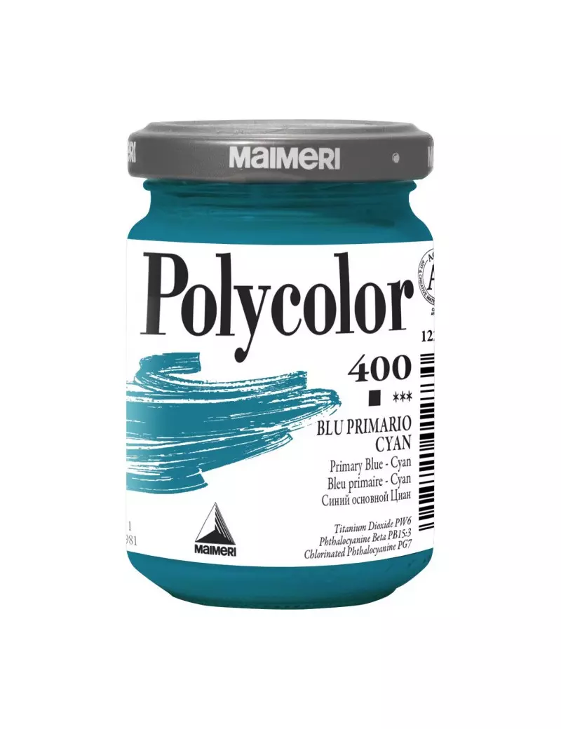 Colore Acrilico Polycolor Maimeri - 140 ml - M1220400 (Blu Primario Cyan Conf. 3)