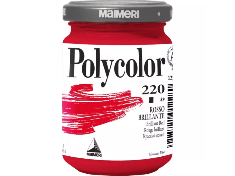 Colore Acrilico Polycolor Maimeri - 140 ml - M1220220 (Rosso Brillante Conf. 3)
