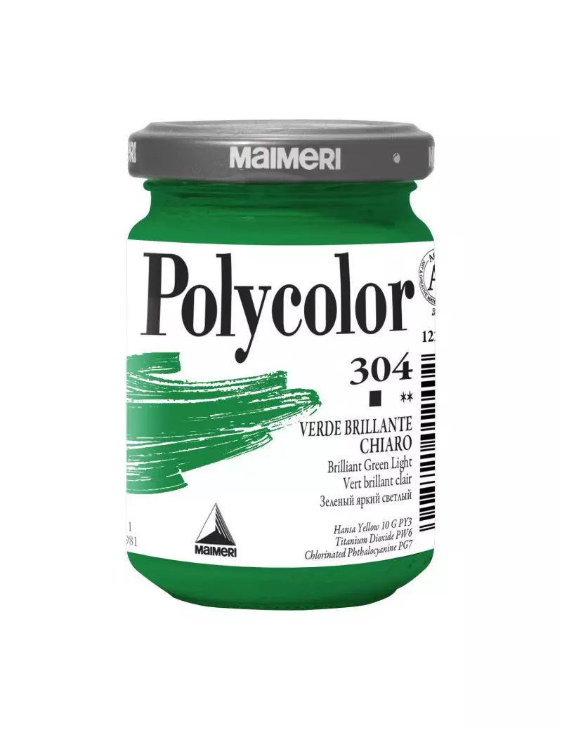 Colore Acrilico Polycolor Maimeri - 140 ml - M12204304 (Verde Brillante Chiaro Conf. 3)
