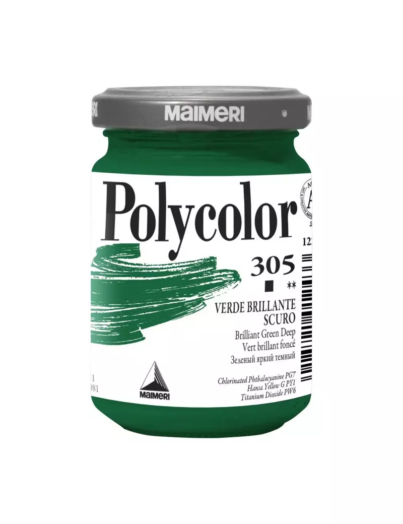 Colore Acrilico Polycolor Maimeri - 140 ml - M1220305 (Verde Brillante Scuro Conf. 3)