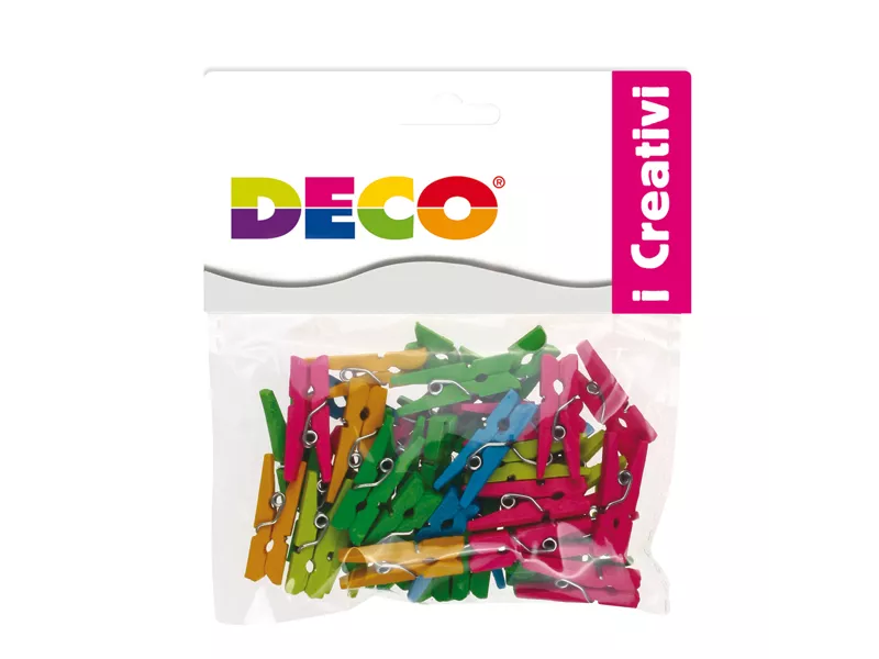 Mollette Colorate in Legno CWR - 25 mm - 12023 (Assortiti Neon Conf. 45)