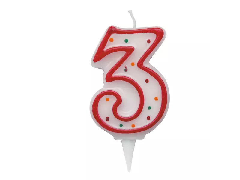 Candelina per Torta - Numero 3 (Multicolor)
