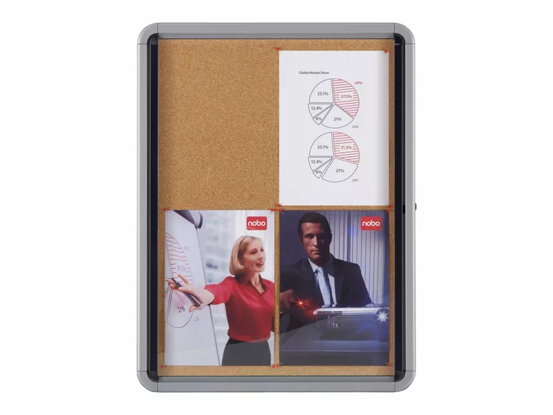 Bacheca in Sughero per Interni Nobo - 6xA4 - 81,5x67 cm - 1902562 (Alluminio)