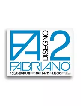 Album da Disegno Fabriano 2 - 24x33 cm - Liscio Riquadrato a Punti Metallici - 110 g - 04204205 (Bianco Conf. 10)